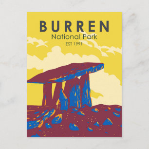 Burren Nationalpark Irland Reise Kunst Vintage Postkarte