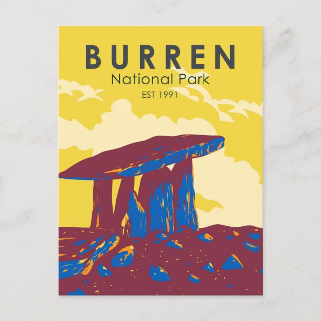 Burren Nationalpark Irland Reisen Art Vintag Postkarte (Vorderseite)