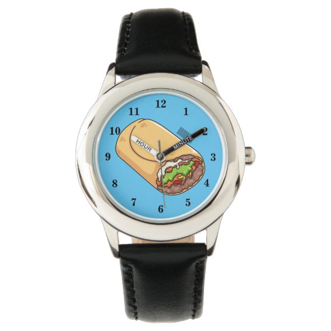 Burrito-Cartoon-Abbildung Armbanduhr (Vorderseite)