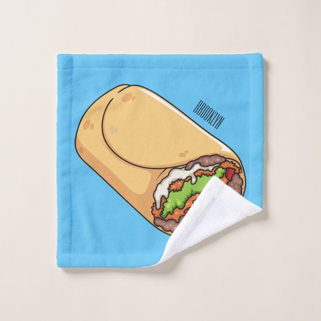 Burrito-Cartoon-Abbildung Badhandtuch Set (Waschlappen)