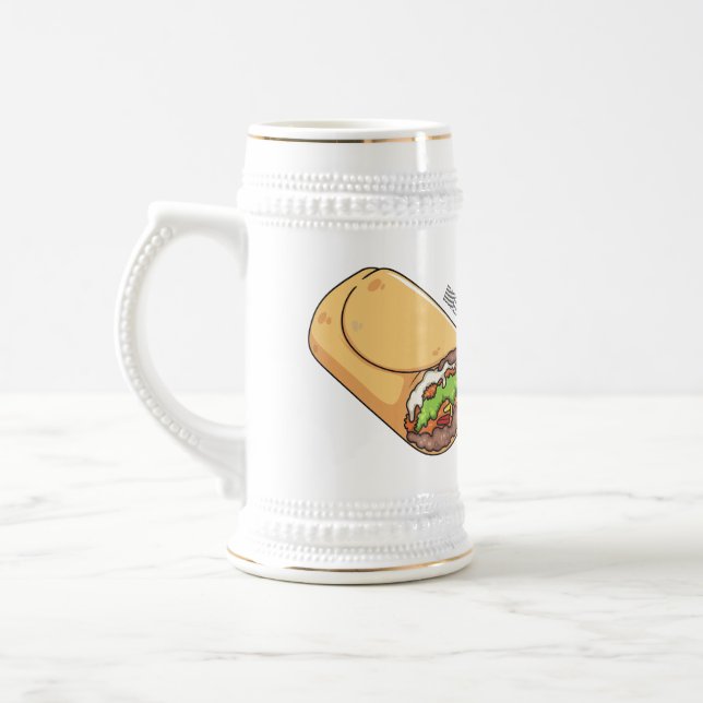 Burrito-Cartoon-Abbildung Bierglas (Links)