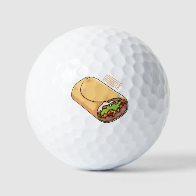 Burrito-Cartoon-Abbildung Golfball (Vorderseite)