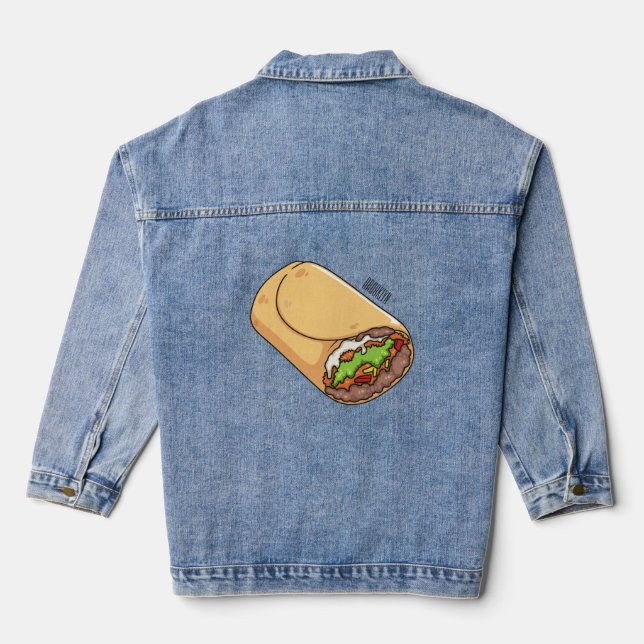 Burrito-Cartoon-Abbildung Jeansjacke (Rückseite)