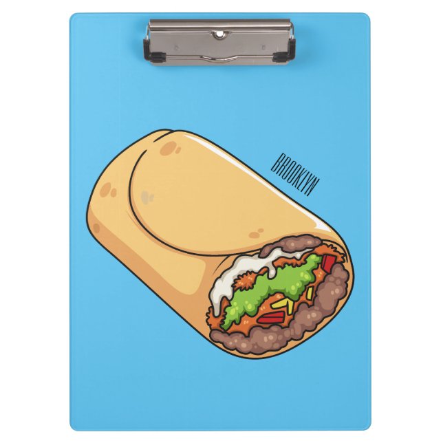 Burrito-Cartoon-Abbildung Klemmbrett (Vorderseite)