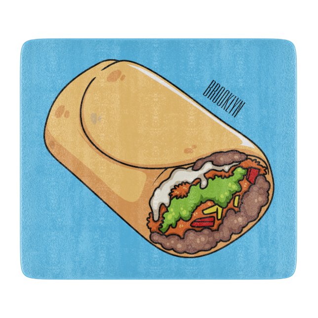 Burrito-Cartoon-Abbildung Schneidebrett (Vorderseite)