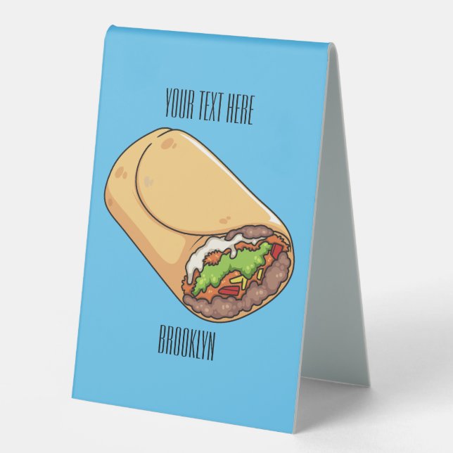 Burrito-Cartoon-Abbildung Tischaufsteller (Vorderseite)