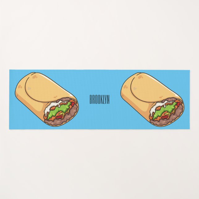 Burrito-Cartoon-Abbildung Yogamatte (Vorderseite (Horizontal))