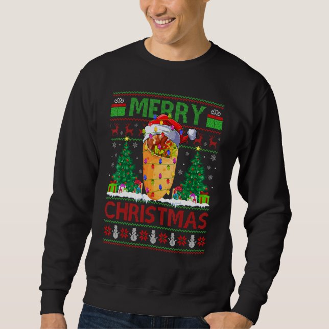 Burrito Food   Xmas Tree Ugly Santa Burrito Christ Sweatshirt (Vorderseite)
