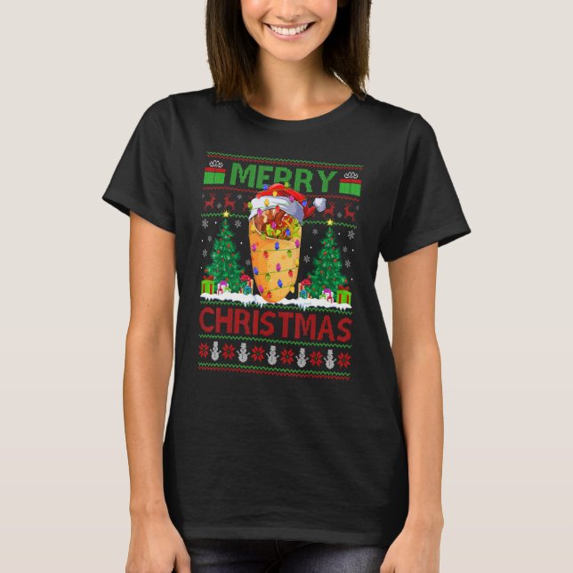 Burrito Food   Xmas Tree Ugly Santa Burrito Christ T-Shirt (Vorderseite)