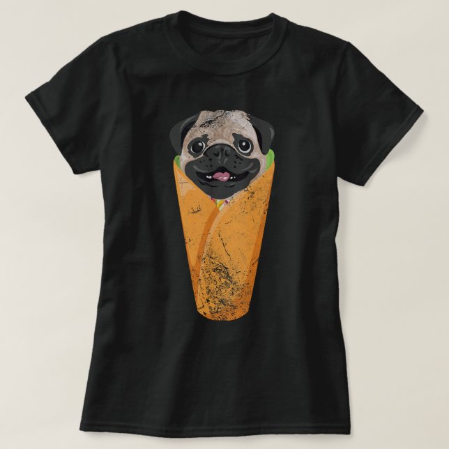 Burrito Mops Mexican Cinco de Mayo Dog Kawaii Vint T-Shirt (Design vorne)