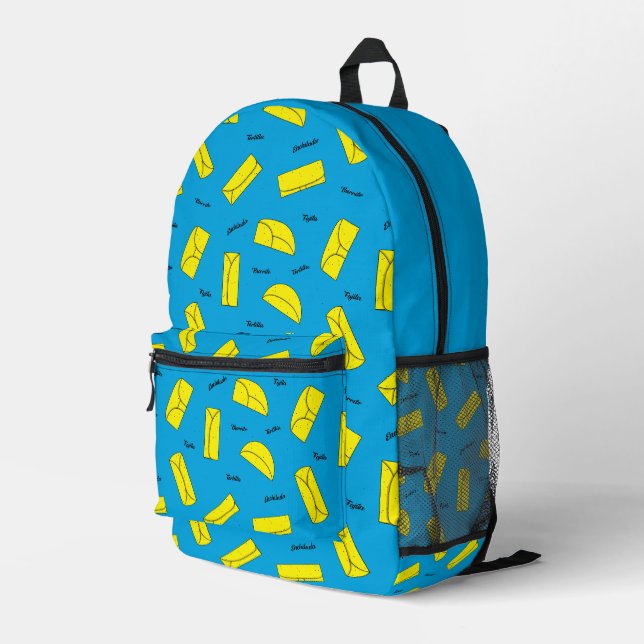 Burritos, Fajitas, Enchiladas Mexican Food Print Bedruckter Rucksack (Rückseitige Ecke Rechts)