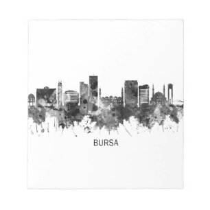 Bursa Turkey Skyline BW Notizblock