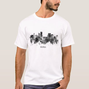 Bursa Turkey Skyline BW T-Shirt