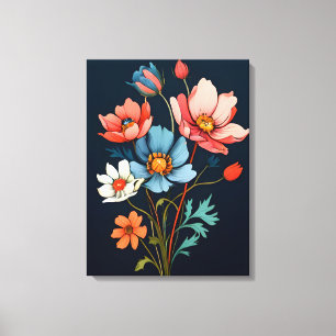 Burst of Color: Abstrakte Blume Leinwanddruck