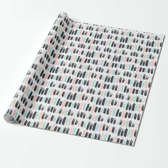 Bürsten u. Tinten-Anschlag-Muster Geschenkpapier (Ungerollt)