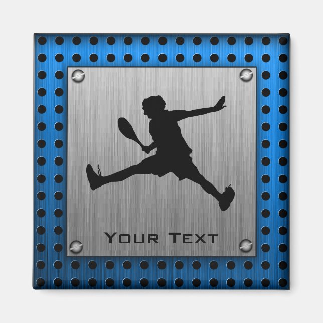 Bürstenes Aluminium-Look Tennis Magnet (Vorne)