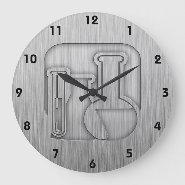 Bürstenmetall-Look Chemie Große Wanduhr (Vorderseite)