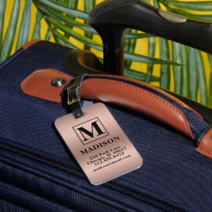 Bürstet Metall-Rosé-Bold-Monogramm Personalisiert Gepäckanhänger