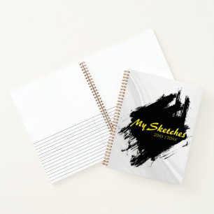 Bürstige Schwarz-Weiß-Spiral-Skizzenbuch Notizbuch