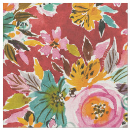 BURSTING Bold Red Watercolor Blumenstoff Stoff
