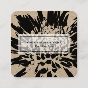 ©Bursting Joy/Modern Black n White Floral Design Quadratische Visitenkarte