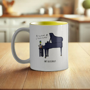 Burt Quackarach Enten Lustige Klavier Spieler Kuns Zweifarbige Tasse