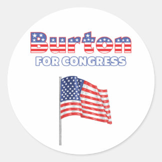 Burton für die patriotische amerikanische Flagge d Runder Aufkleber