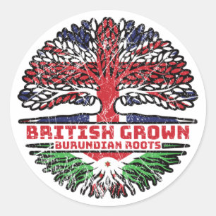 Burundi Burundian, britisches Tree-Roots-Flag Runder Aufkleber