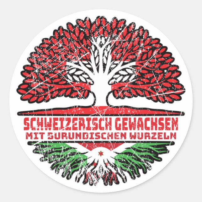 Burundi Burundisch Schweizer Schweiz Baum Wurzel Runder Aufkleber (Vorderseite)