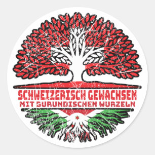 Burundi Burundisch Schweizer Schweiz Baum Wurzel Runder Aufkleber