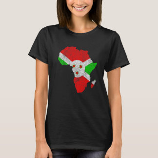 Burundi Flag Afrika Kontinentale Silhouette Gesche T-Shirt