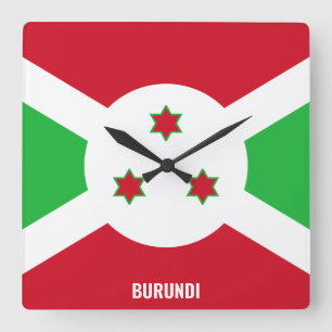 Burundi Flag Dazzling Patriotic Quadratische Wanduhr