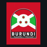 Burundi-Flag-Emblem gestört Vintag Poster<br><div class="desc">Burundi Not leidendes Emblem mit der Flagge und Wappen.</div>