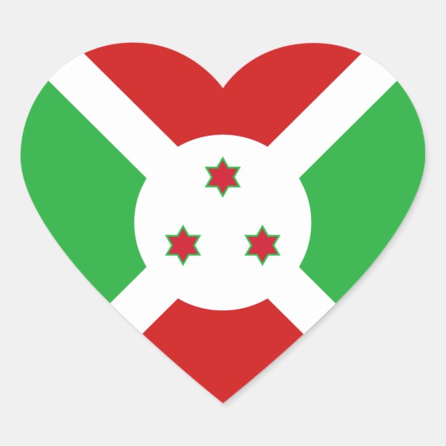 Burundi Flag Heftsticker Herz-Aufkleber (Vorderseite)