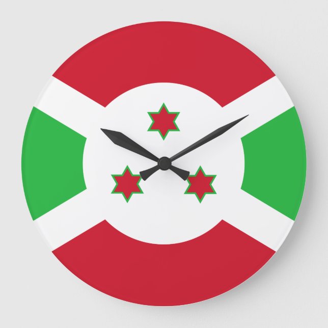 Burundi-Flagge Große Wanduhr (Vorderseite)