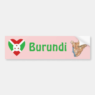 Burundi-Flagge Herz + Karte Aufkleber Autoaufkleber