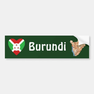 Burundi-Flagge Herz + Karte Aufkleber Autoaufkleber