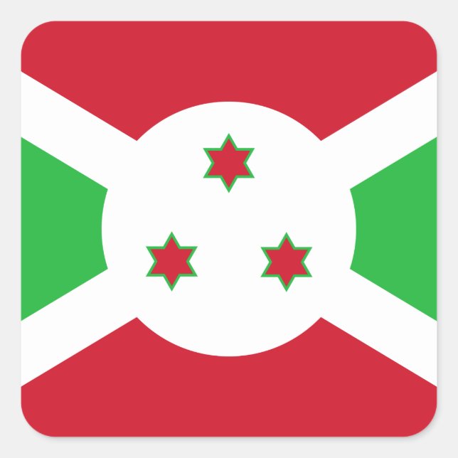 Burundi-Flagge Quadratischer Aufkleber (Vorderseite)