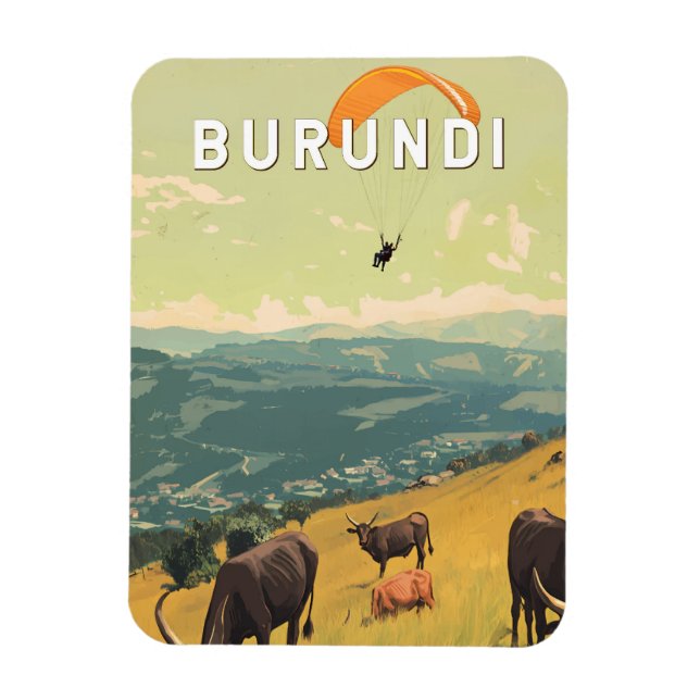 Burundi Illustration Reisen Vintag Magnet (Vertikal)
