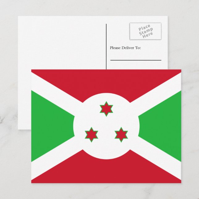 Burundische Flagge, Flagge Burundis Postkarte (Vorne/Hinten)