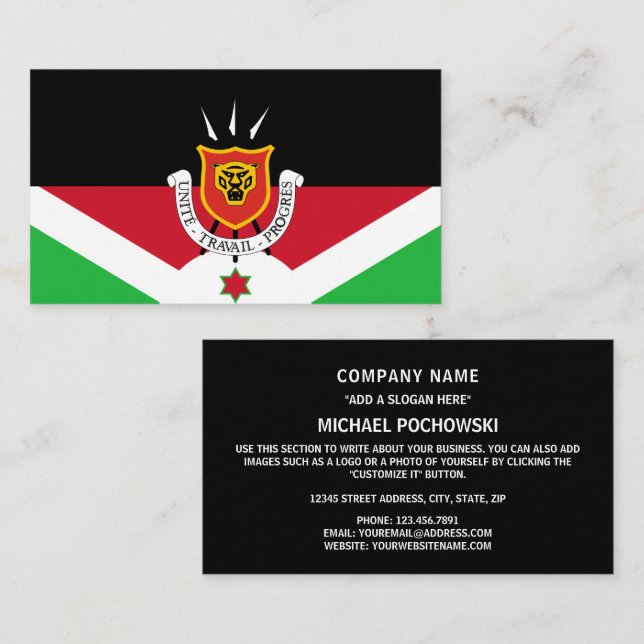 Burundische Flagge und Wappen, Flagge Burundis Visitenkarte (Vorne/Hinten)