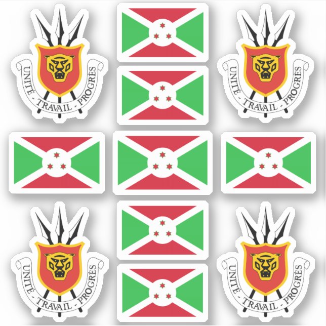 Burundische Staatssymbole/Wappen und Flagge Aufkleber (Vorderseite)