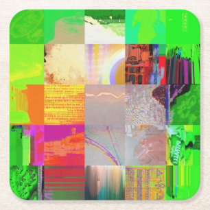 Bus 1521 Abstrakte Glitch-Art Cyberpunk-Gitter Rechteckiger Pappuntersetzer