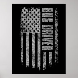 Bus Driver USA Flag Distressed design Poster