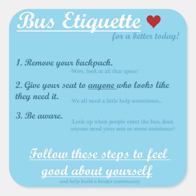 Bus Etiquette Sticker (Vorderseite)