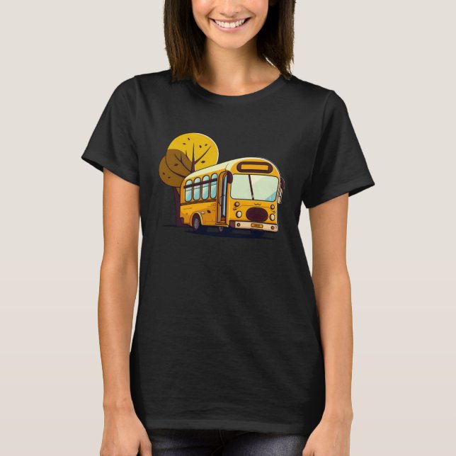Bus In Front Of Trees Bus Driver T-Shirt (Vorderseite)