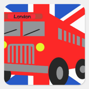 Bus in London Quadratischer Aufkleber