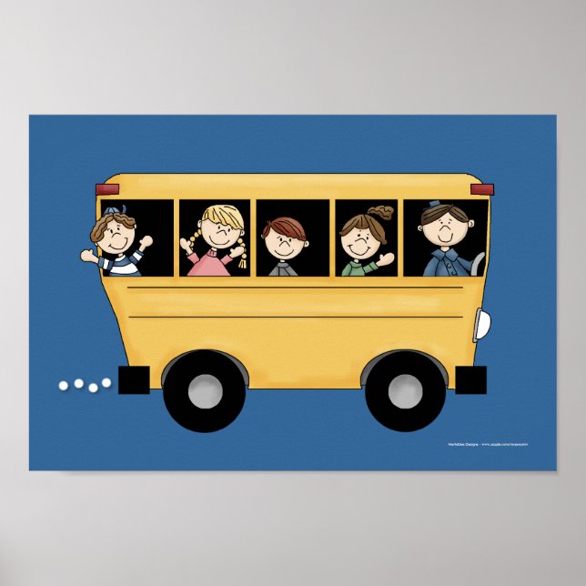 Bus scolaire avec affiche d'enfant et de conducteu (Devant)