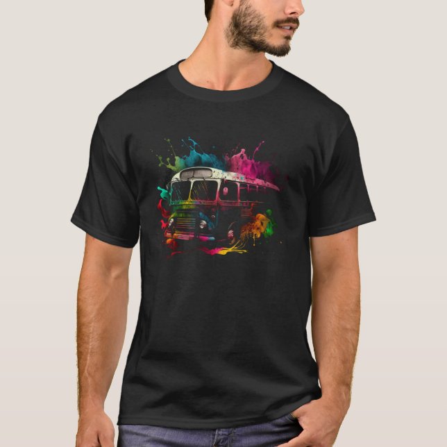 Bus Splash Bus Driver Omnibus Work Bus Coach Retro T-Shirt (Vorderseite)