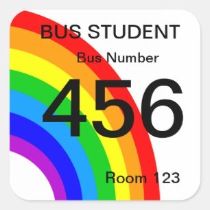 Bus-Studenten-Aufkleber - Regenbogen Quadratischer Aufkleber
